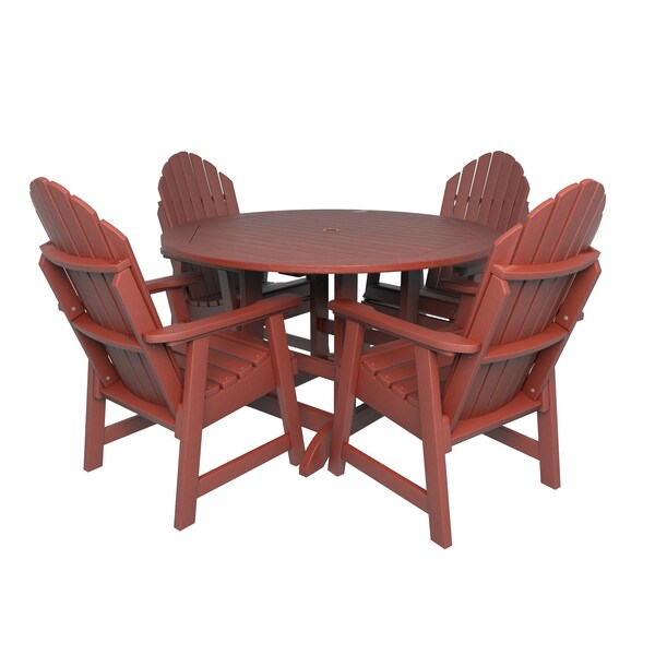 Highwood Usa Hamilton 5pc Round Outdoor Patio Furniture Dining Set AD-DNA48-RED - main